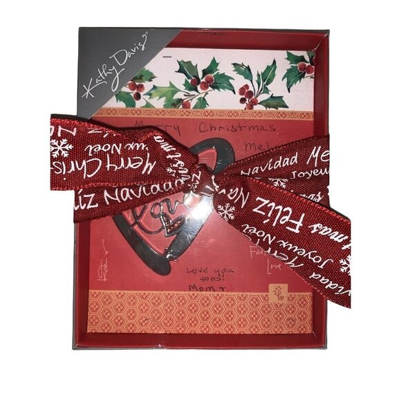 Kathy Davis Christmas Ornament Silver Love Heart New in Box but Writing on Box - Picture 1 of 5